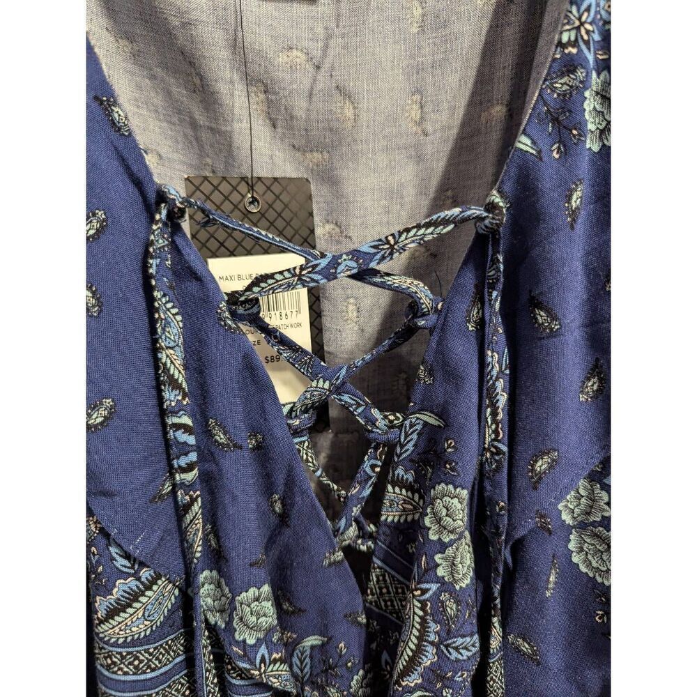 City Chic Dress Blue Patchwork Maxi Women's Plus Size (20/2XL) Boho Western NWT - Picture 3 of 13